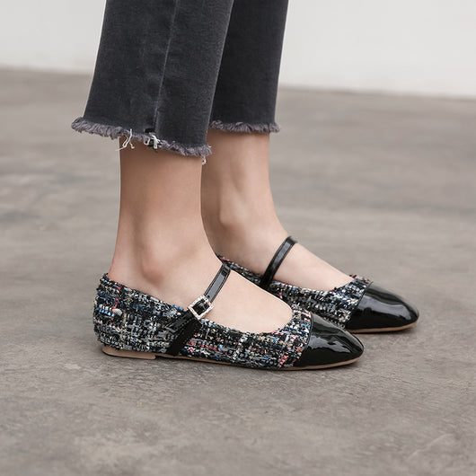 Zapatos Planos Oversized Mujer Otoño - Estilo Hada con Punta Cuadrada y Hebilla