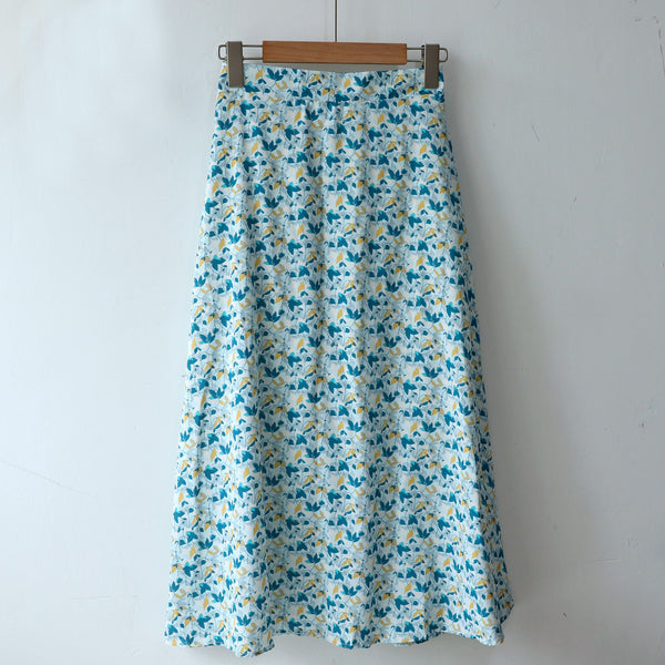 Falda Midi Estampado Floral Estilo Coreano Corte A
