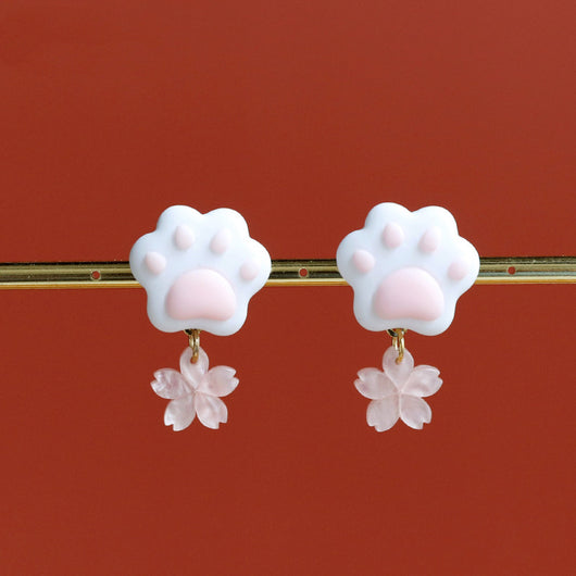 Aretes de Gato Blanco - Diseño Adorable de Patitas para Verano - Image 4