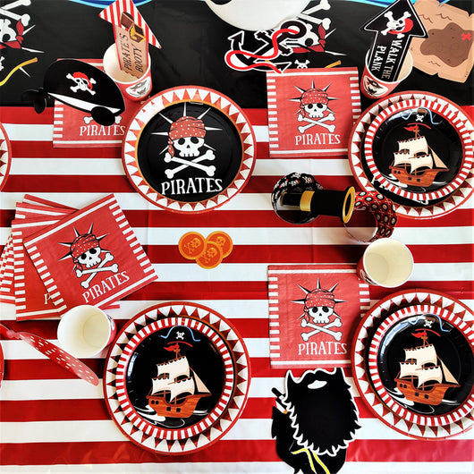 Set de Decoración Temática Pirata Rojo y Negro - Servicio para 8 Personas - Image 13