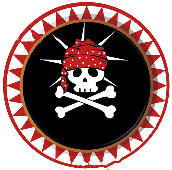 Set de Decoración Temática Pirata Rojo y Negro - Servicio para 8 Personas