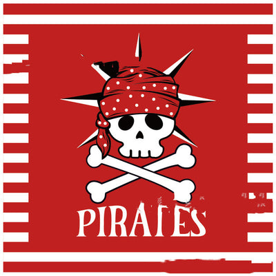 Set de Decoración Temática Pirata Rojo y Negro - Servicio para 8 Personas - Image 3