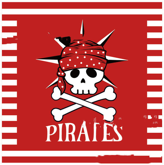 Set de Decoración Temática Pirata Rojo y Negro - Servicio para 8 Personas - Image 3