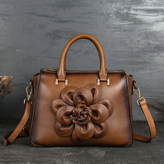 Bolso de Cuero Cuadrado con Estampado Floral Retro - Cartera Casual para Mujer