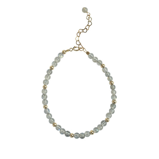 Pulsera de Piedra Lunar Azul Gris con Plata para Mujer