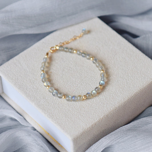 Pulsera de Piedra Lunar Azul Gris con Plata para Mujer - Image 2