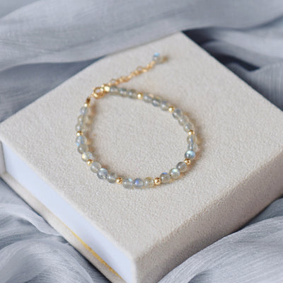Pulsera de Piedra Lunar Azul Gris con Plata para Mujer - Image 2