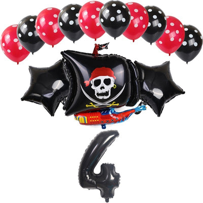 Globos de Aluminio para Cumpleaños Feliz - Niño y Niña - Barco Negro y Rojo - Image 18