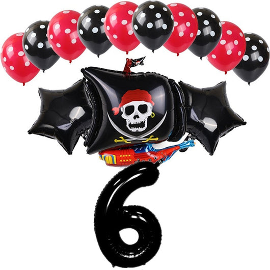 Globos de Aluminio para Cumpleaños Feliz - Niño y Niña - Barco Negro y Rojo - Image 13