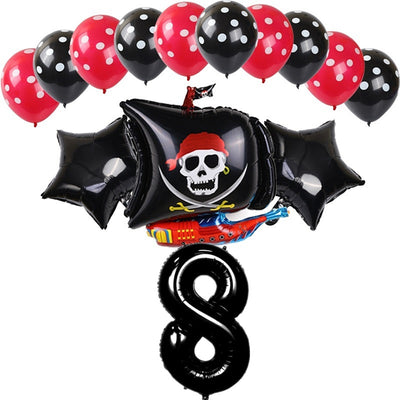 Globos de Aluminio para Cumpleaños Feliz - Niño y Niña - Barco Negro y Rojo - Image 15