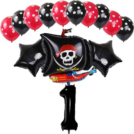 Globos de Aluminio para Cumpleaños Feliz - Niño y Niña - Barco Negro y Rojo - Image 17