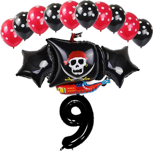 Globos de Aluminio para Cumpleaños Feliz - Niño y Niña - Barco Negro y Rojo - Image 22