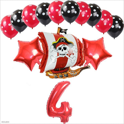 Globos de Aluminio para Cumpleaños Feliz - Niño y Niña - Barco Negro y Rojo - Image 23