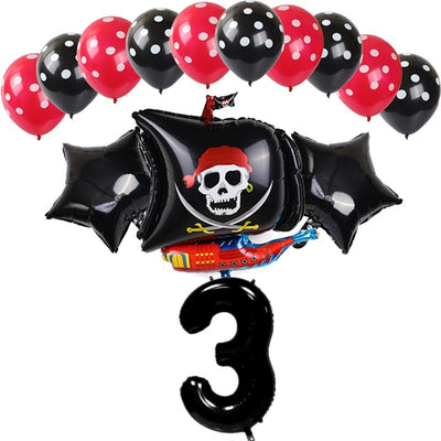 Globos de Aluminio para Cumpleaños Feliz - Niño y Niña - Barco Negro y Rojo - Image 3