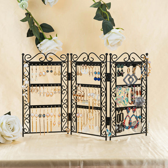 Organizador de Joyería con 3 Puertas - Soporte Metálico para Collares y Aretes