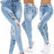 Women's Slim Fit Jeans in White and Blue
