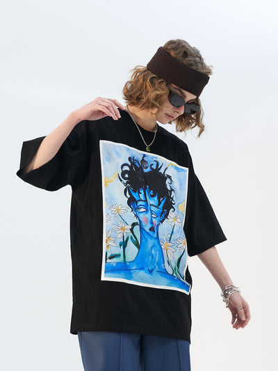 Camiseta Oversize Melancólica con Parche de Satén - Estilo Casual y Trendy - Image 5
