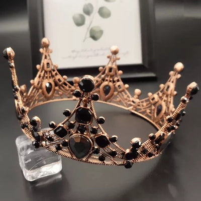 Corona Nupcial Decorativa Cobre Rojo con Aleación Negra Estilo Reina
