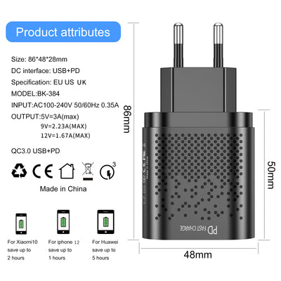 Cargador Dual Puerto 20W QC3.0 PD - Carga Rápida Estándar US - Image 5