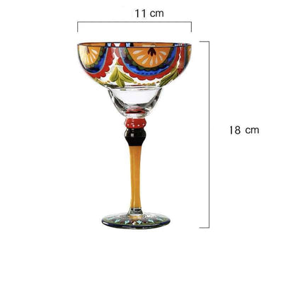 Copa Margarita de Cristal Pintada a Mano - Diseño Triangular Artístico - Image 4