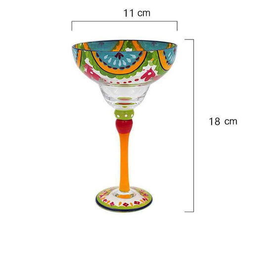 Copa Margarita de Cristal Pintada a Mano - Diseño Triangular Artístico - Image 5