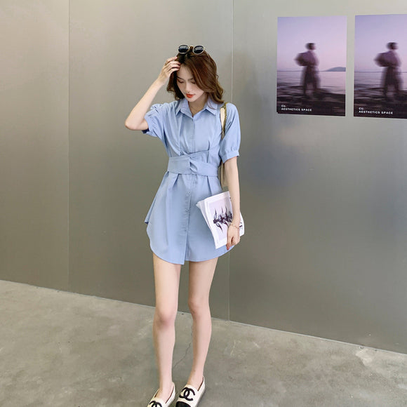 Conjunto de Verano Retro Francés: Blusa y Shorts para Mujer