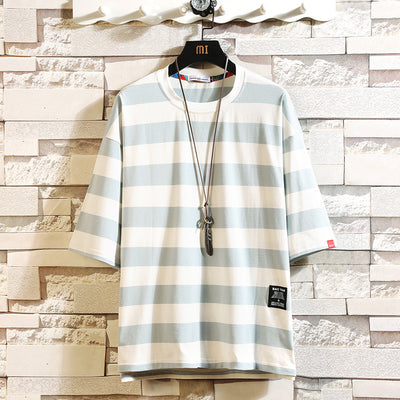 Camiseta Holgada a Rayas para Hombre - Talla Grande Moderna y Cómoda