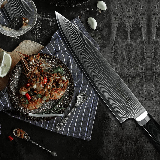 Cuchillo de Chef 8 Pulgadas con Patrón Quicksand - Acero Inoxidable VG10 de 67 Capas