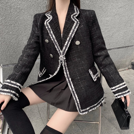 Abrigo de Lana para Mujer Estilo Coreano Otoño Invierno con Contraste de Colores Corte Suelto - Image 2