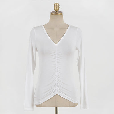 Blusa Base Modal de Algodón con Cuello V Profundo - Manga Larga para Mujer - Image 7