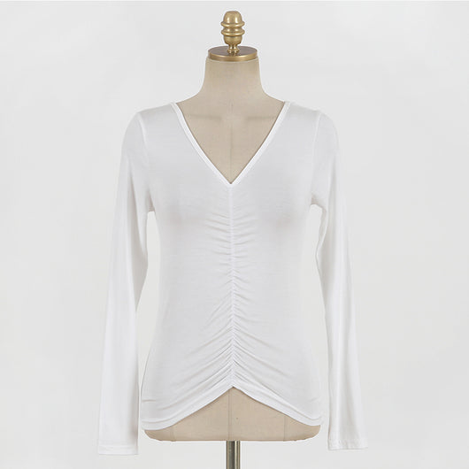 Blusa Base Modal de Algodón con Cuello V Profundo - Manga Larga para Mujer - Image 7