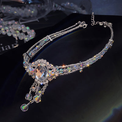 Anillo de Cristal Exagerado con Gema Brillante Estilo Europeo