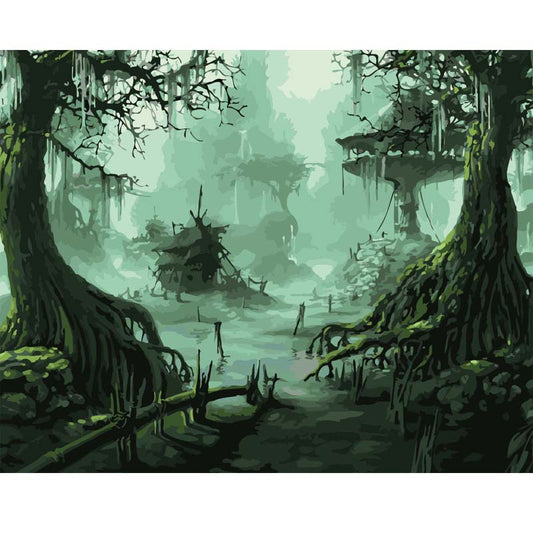 Kit de Pintura al Óleo Digital - Paisaje Floral para Pintar por Números