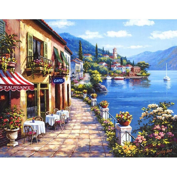 Kit de Pintura al Óleo Digital - Paisaje Floral para Pintar por Números