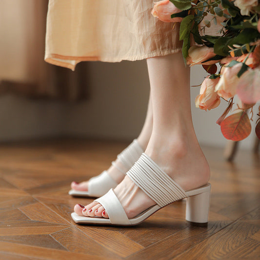 Sandalias de Tacón Cuadrado con Punta Cuadrada para Mujer - Image 2