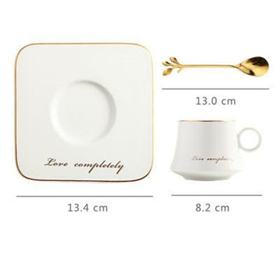 Juego de Taza, Plato y Cuchara de Lujo Europeo en Oro para Desayuno y Té - Image 4