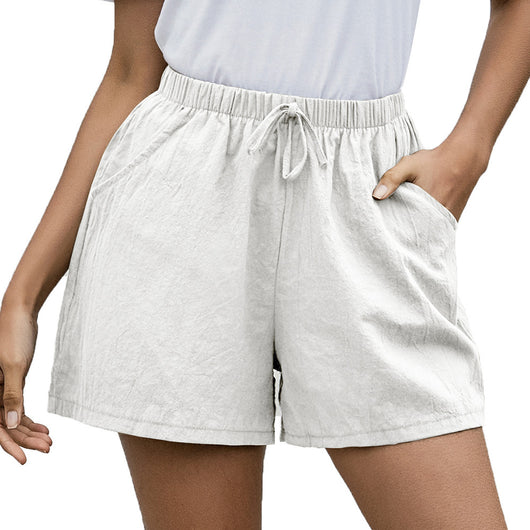 Pantalones Cortos de Lino Sueltos Cintura Alta para Mujer - Estilo Verano - Image 11