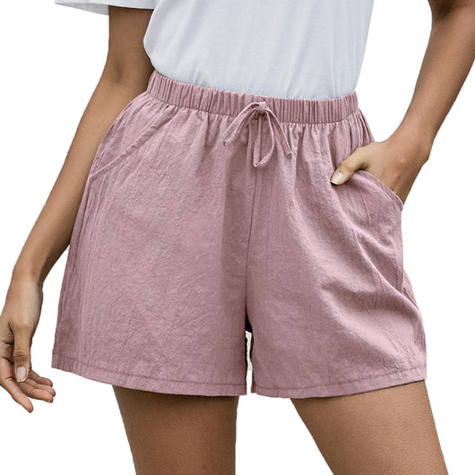 Pantalones Cortos de Lino Sueltos Cintura Alta para Mujer - Estilo Verano - Image 18