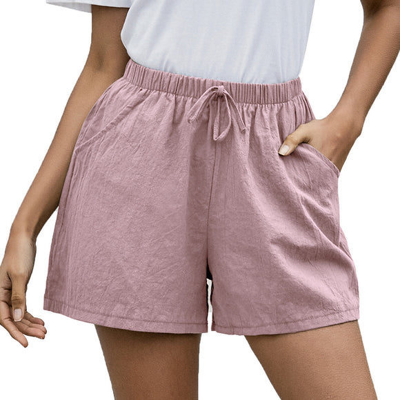 Pantalones Cortos de Lino Sueltos Cintura Alta para Mujer - Estilo Verano