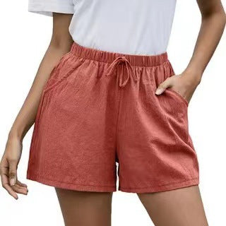 Pantalones Cortos de Lino Sueltos Cintura Alta para Mujer - Estilo Verano