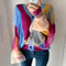 Cardigan Tejido para Mujer con Cuello V y Detalles Geométricos en Malla
