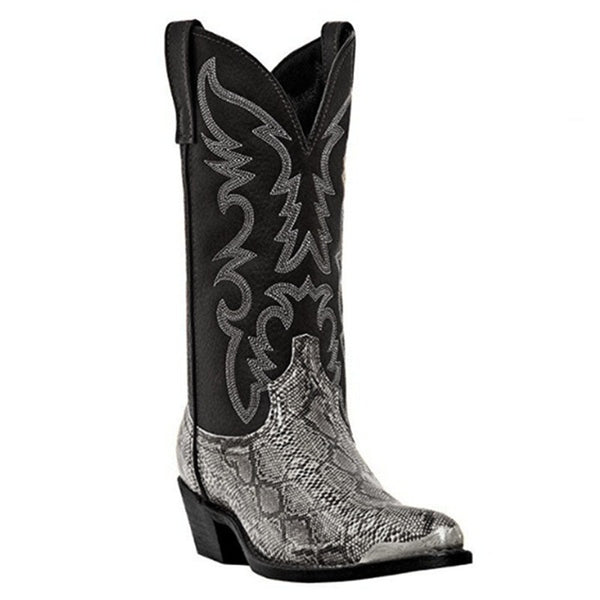 Botas Vaqueras Cowboy con Tacón Alto y Estampado Serpiente para Parejas Tallas 38-48