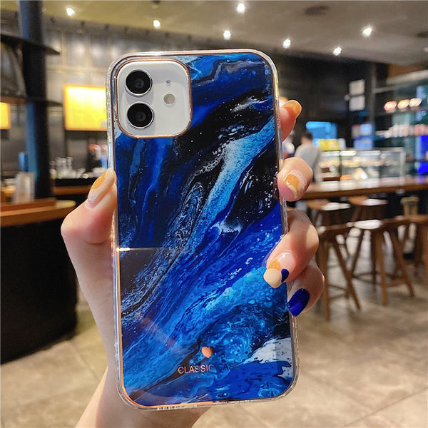 Funda Protectora para iPhone Mármol Degradado con Brillo - Compatible con Apple 12, XS, XR, 11 y 7P