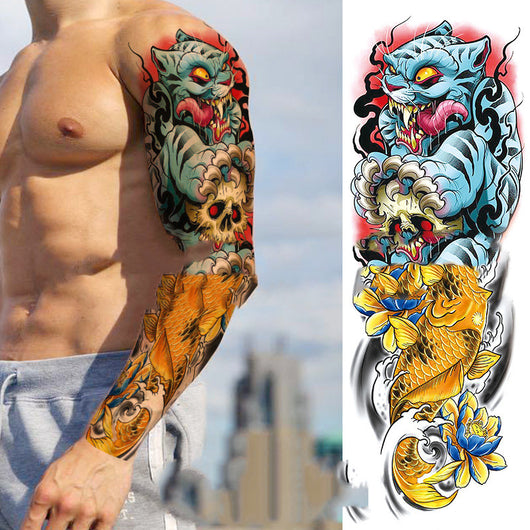 Tatuajes Temporales Impermeables de Brazo Completo para Hombres - Image 11