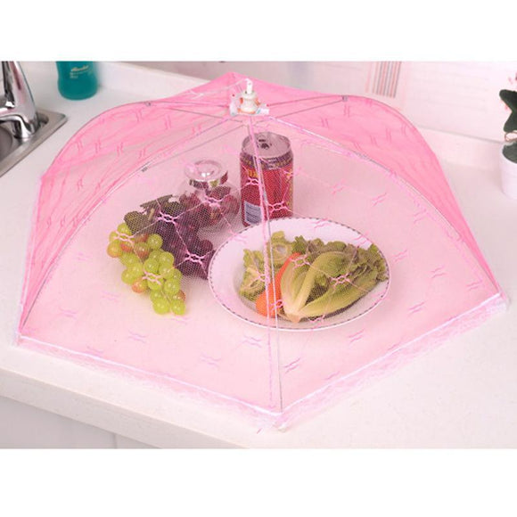 Paraguas Protector de Alimentos Hexagonal de 35cm con Malla Gasa
