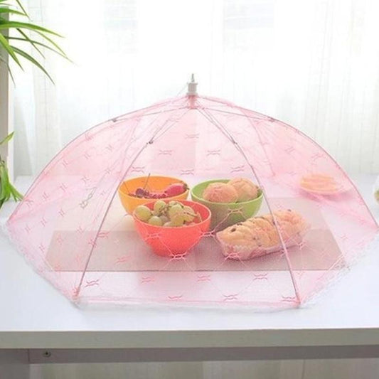 Paraguas Protector de Alimentos Hexagonal de 35cm con Malla Gasa
