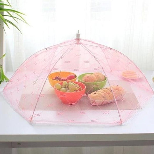 Paraguas Protector de Alimentos Hexagonal de 35cm con Malla Gasa