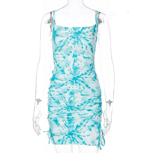 Vestido Suspender con Estampado Tie-dye y Cordón Ajustable - Image 3