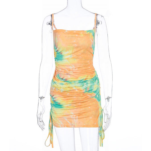 Vestido Suspender con Estampado Tie-dye y Cordón Ajustable - Image 4