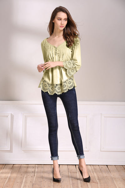 Blusa Casual de Algodón con Detalles de Encaje para Mujer - Image 12